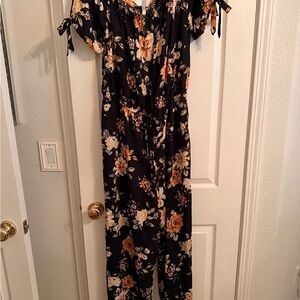 Xhilaration Floral Jumpsuit - Black and Orange